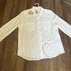 NWT White button up shirt soft lightweight SO brand
